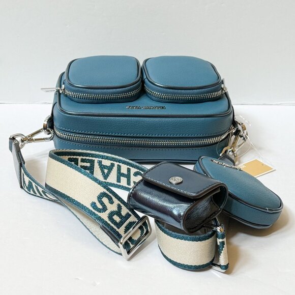 Michael Kors Jet Set Travel Medium Shoulder Crossbody Bag Tech Attached Teal - Picture 8 of 14